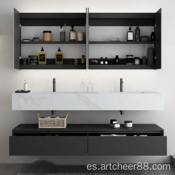 mueble de tocador de baño con espejo más caliente